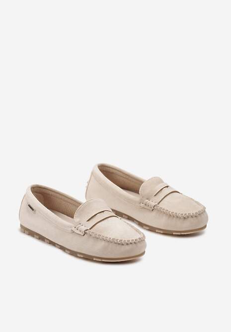 Beżowe Płaskie Mokasyny o Klasycznym Fasonie z Przeszyciem Wenniva