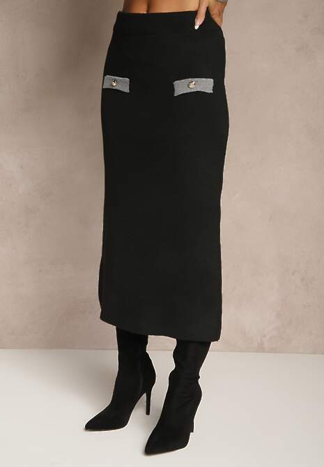 Szary Sweterkowy Komplet z Dzianiny z Bawełną Kardigan i Spódnica Derrive