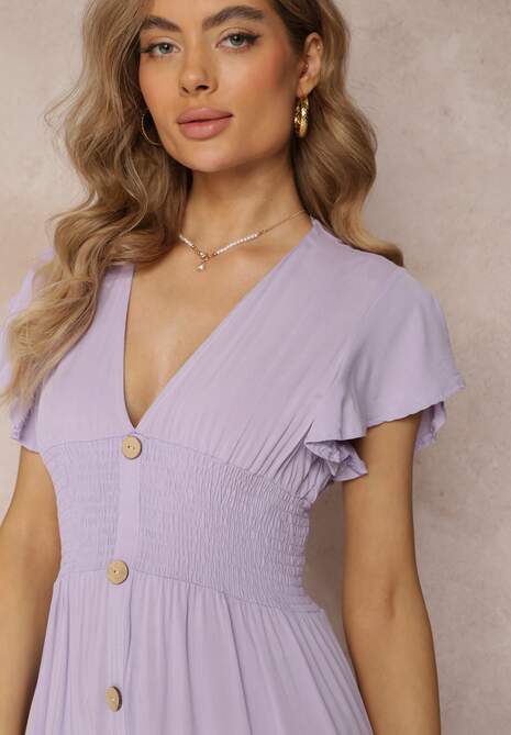 Fioletowa Sukienka z Wiskozy Lobsy