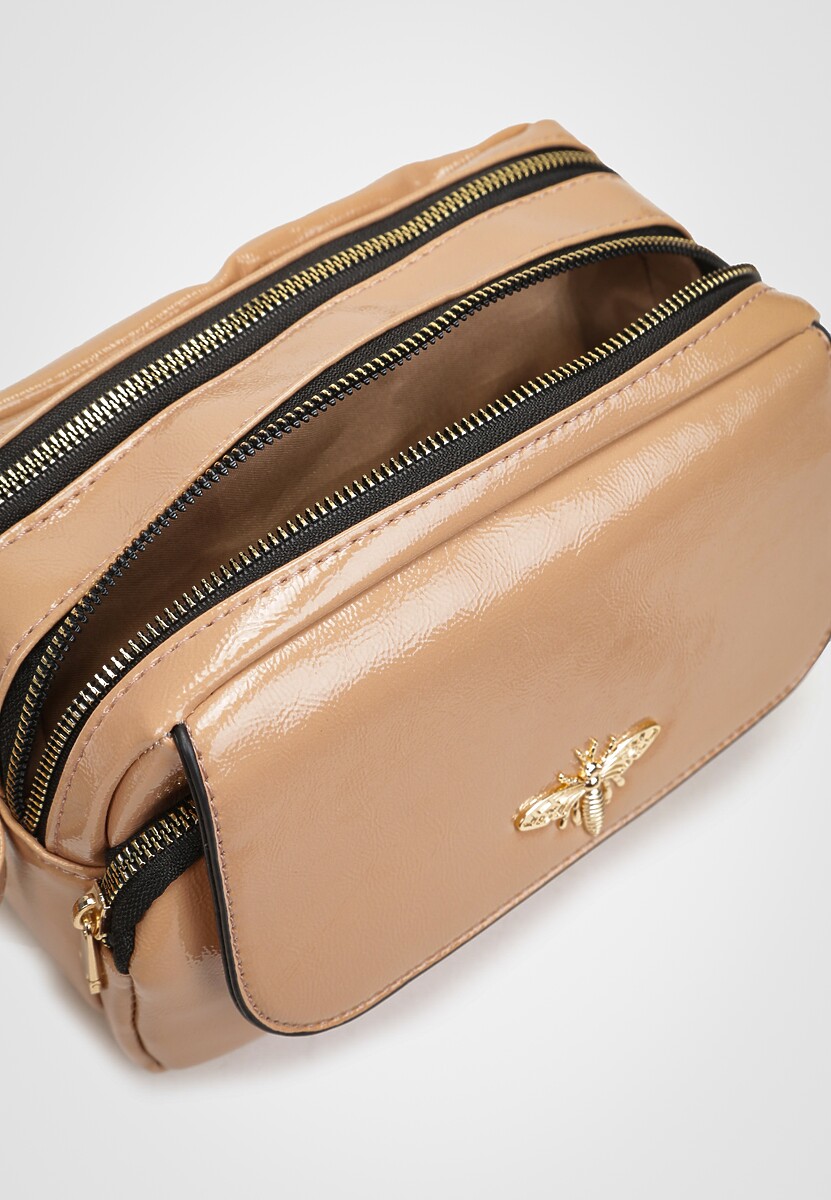 Ciemnobeżowa Torebka z Zapięciem Magnetycznym i Suwakiem na Dwie Komory Izeve