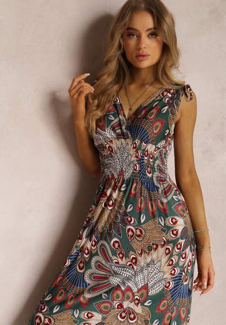 Ciemnozielona Sukienka Sallaza