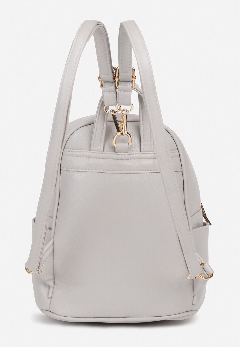 Jasnoszary Casualowy Plecak z Tłoczonym Wzorem i Regulowanymi Odpinanymi Paskami Nelarose