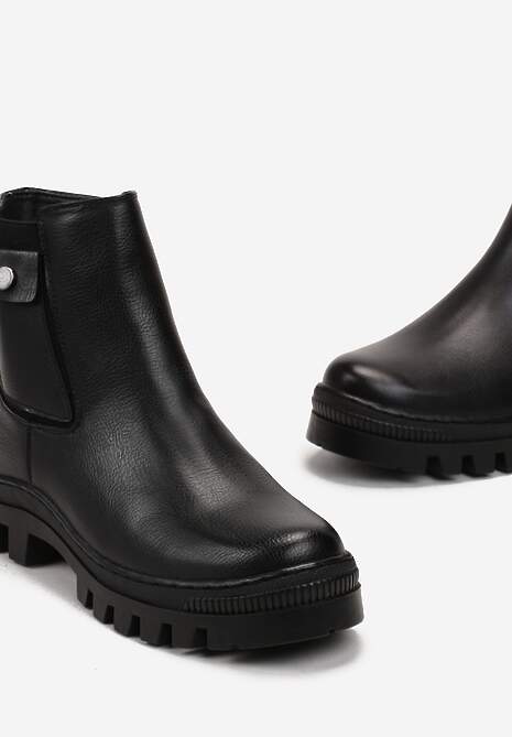 Czarne Botki Sztyblety Chunky na Platformie Shaaf