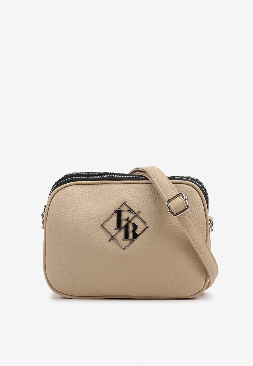 Jasnobeżowa Torebka Listonoszka z Metaliczną Aplikacją Lanirosia