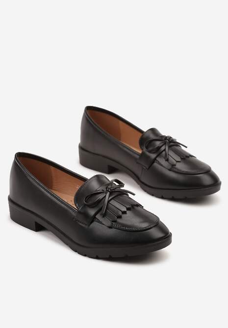 Czarne Mokasyny z Kokardą i Frędzlami Dovossa