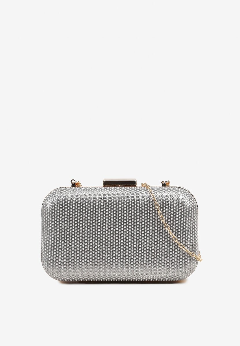 Szara Brokatowa Torebka Typu Kopertówka Nerivine