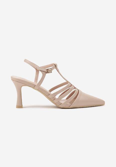 Beżowe Sandały Vices na Obcasie Typu Szpilka Tirenella