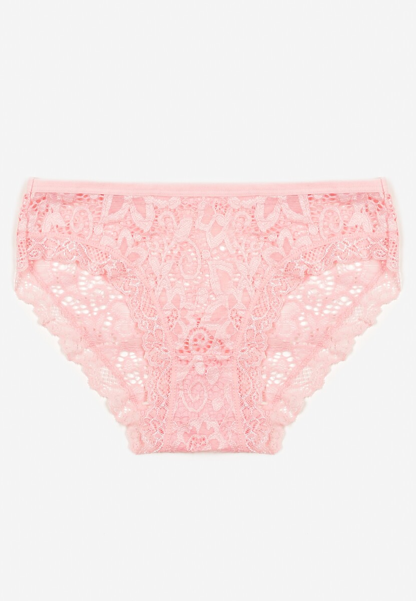 Jasnoróżowe Bawełniane Majtki Figi Ozdobione Koronką Vleova