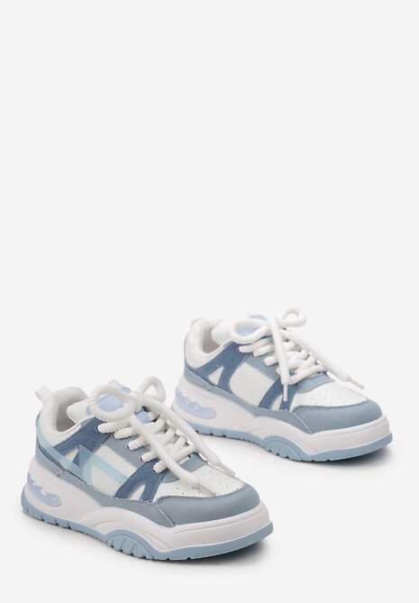 Niebieskie Sneakersy na Grubej Podeszwie z Szerokim Wiązaniem Iniestra