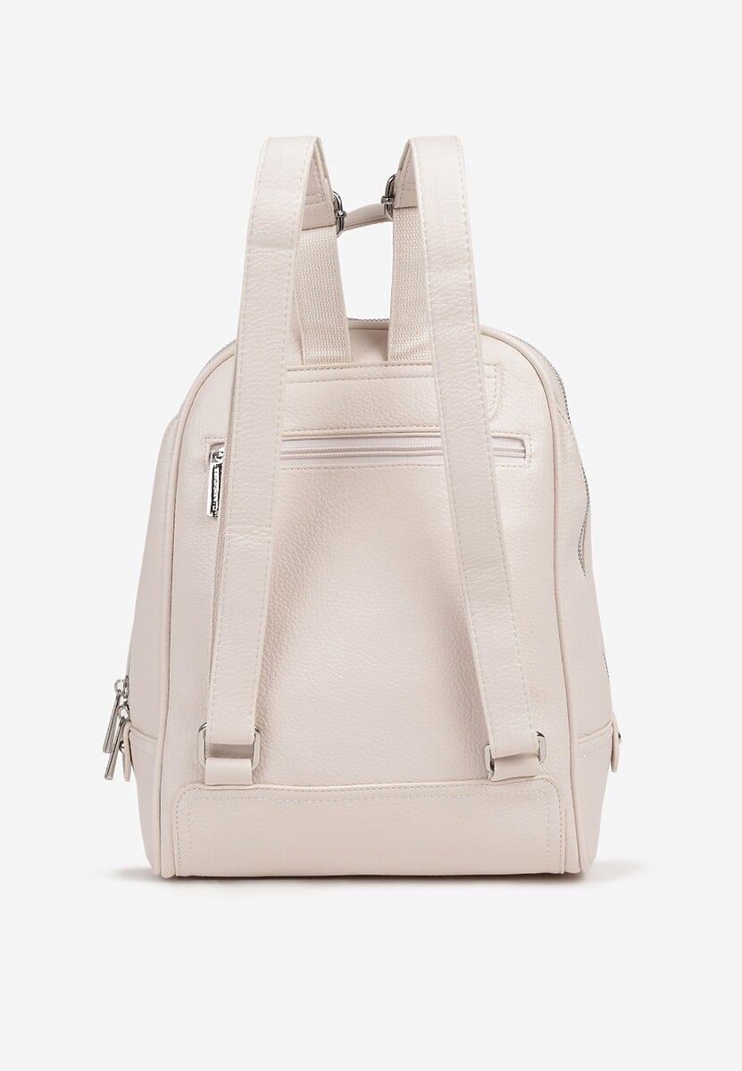 Beżowy Plecak o Trapezowym Kształcie Zdobiony Przeszyciem Polzedi