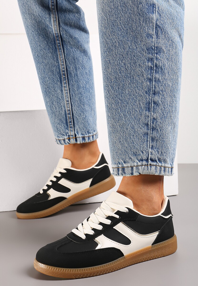 Czarne Sneakersy Tenisówki Ozdobione Wstawkami Ysalesa