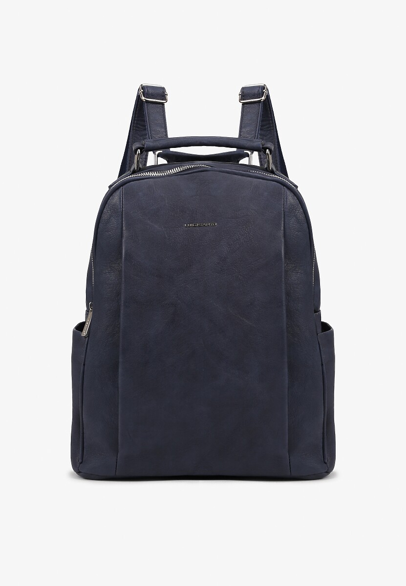 Granatowy Trapezowy Plecak z Dwiema Komorami i Rączką Damilora