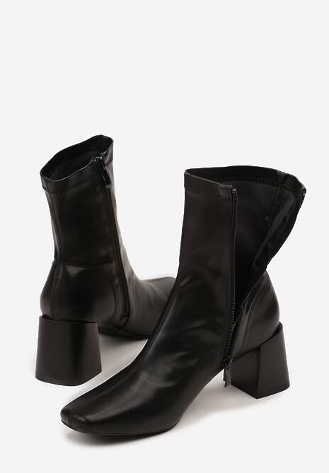 Czarne Botki na Stożku Vices z Elastyczną Cholewką Giolaria