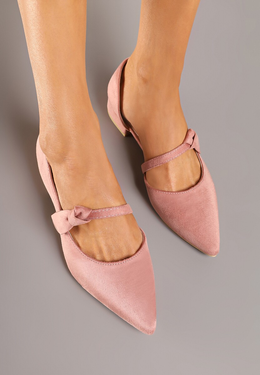 Różowe Czółenka Vices na Płaskiej Podeszwie ze Skórzaną Wkładką z Supełkiem Liliarine