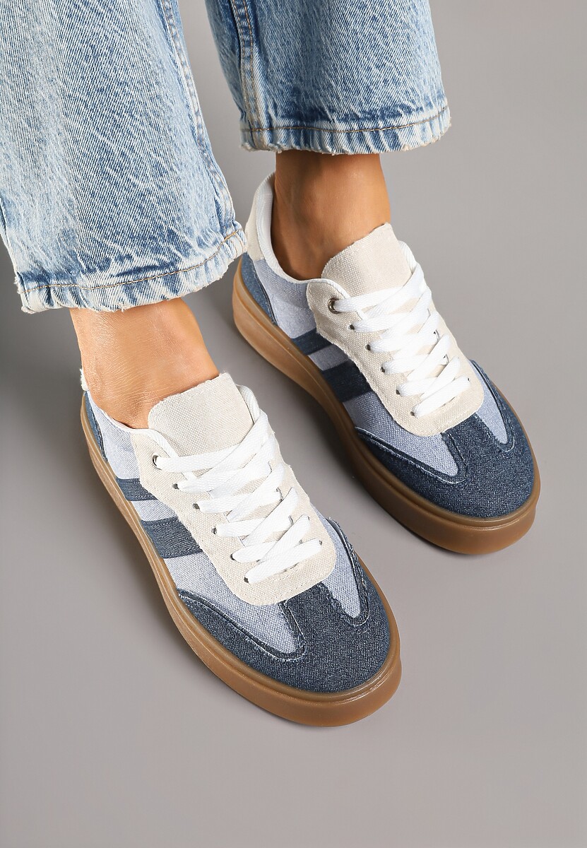 Granatowe Sneakersy Tenisówki na Kauczukowej Podeszwie Ardisora