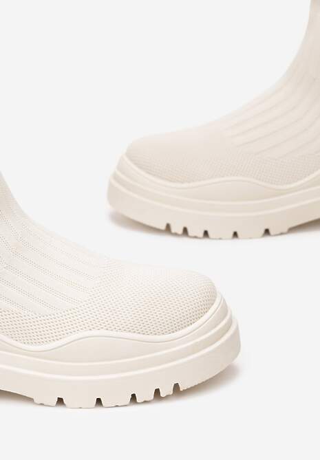 Beżowe Botki z Elastyczną Cholewką Ganeon