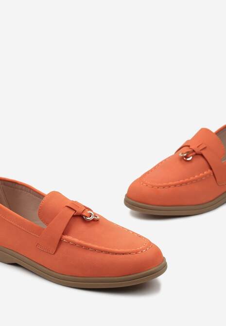 Pomarańczowe Mokasyny z Imitacji Zamszu z Minimalistyczną Zawieszką Rehoda