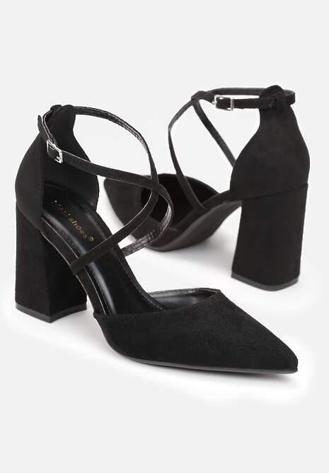 Czarne Czółenka ze Szpiczastym Noskiem na Słupku Charesa