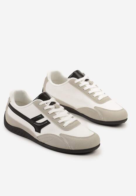 Białe Sneakersy z Geometrycznym Motywem Arpolia