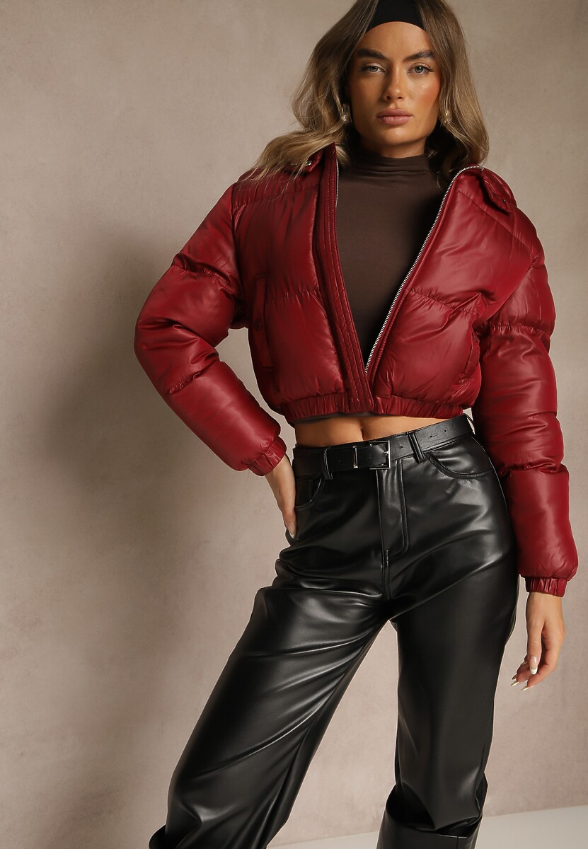 Czarna Pikowana Kurtka z Nieodpinanym Kapturem o Krótkim Kroju Tinneira