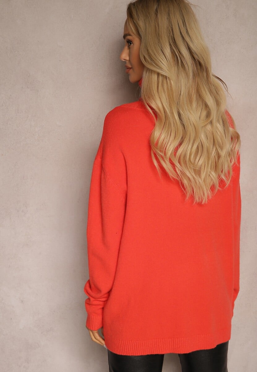 Pomarańczowy Golf o Fasonie Klasycznego Swetra z Domieszką Kaszmiru Rorilaine