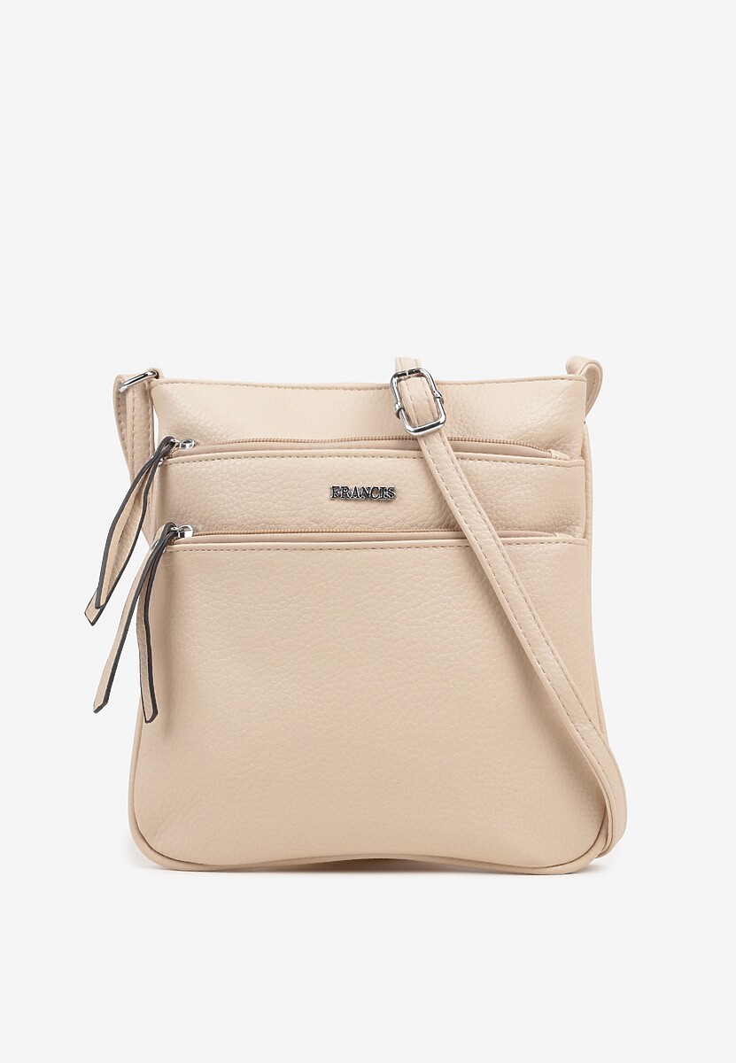 Beżowa Torebka Typu Listonoszka z Zasuwanymi Kieszeniami Silatea