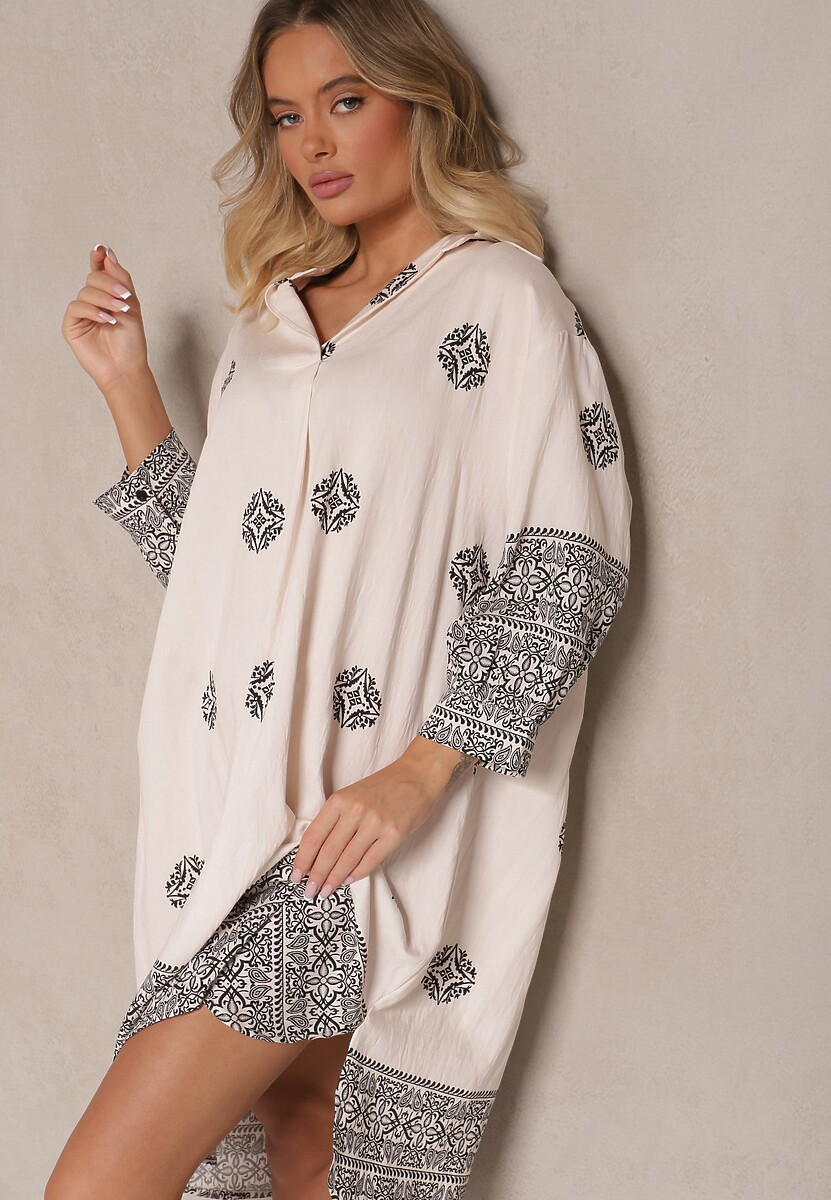 Czarna Sukienka z Wiskozy w Abstrakcyjny Wzór Nalalith