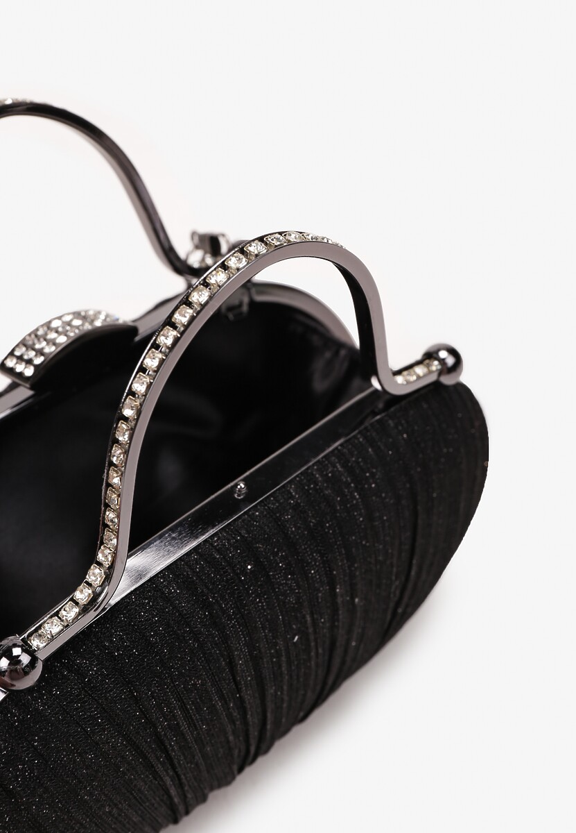 Czarna Połyskująca Torebka Kopertówka z Brokatem Olizja