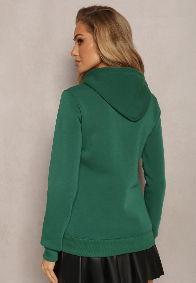 Zielona Bluza Kangurka ze Ściągaczami z Nadrukiem i Polarem Simunsa