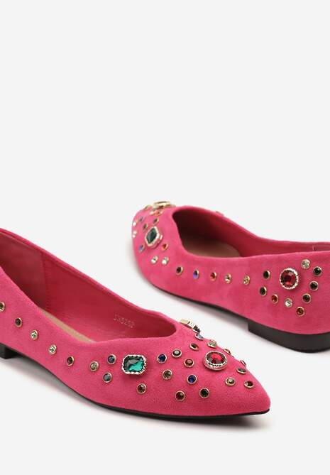 Fuksjowe Balerinki z Ozdobnymi Kamykami Ulirella