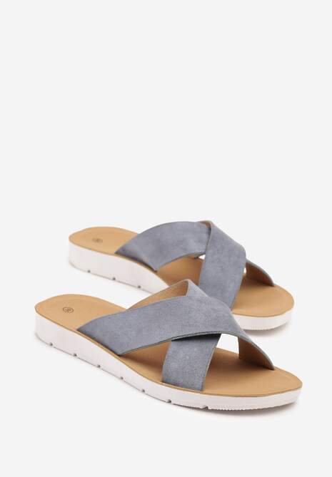 Niebieskie Casualowe Klapki z Przeplatanymi Paskami Liarise