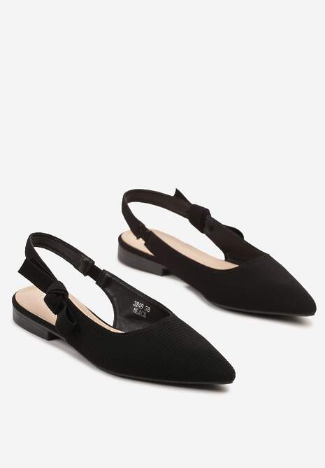 Czarne Sandały Slingback z Tweedowymi Zdobieniami Calritis