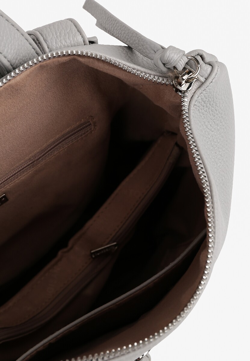 Szary Plecak z Ozdobnym  Suwakiem Rivzedi