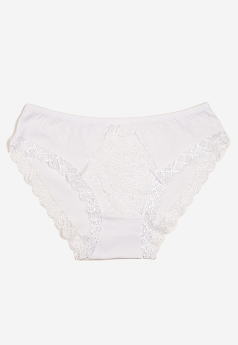 Żółte Majtki Typu Figi z Bawełny Ozdobione Koronką Blikaria