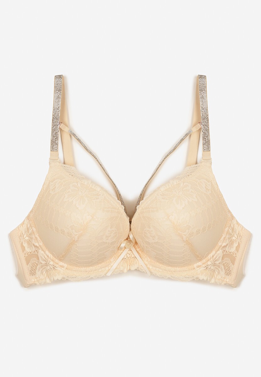 Jasnobeżowy Koronkowy Biustonosz Ozdobiony Kokardą Falzedia