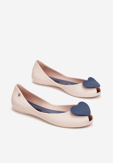 Beżowo-Granatowe Balerinki Alcaeus