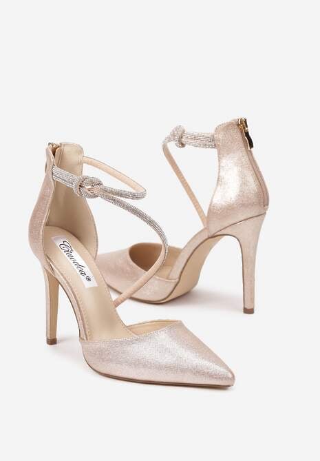 Szampańskie Eleganckie Szpilki z Cyrkoniowymi Paskami Alennia