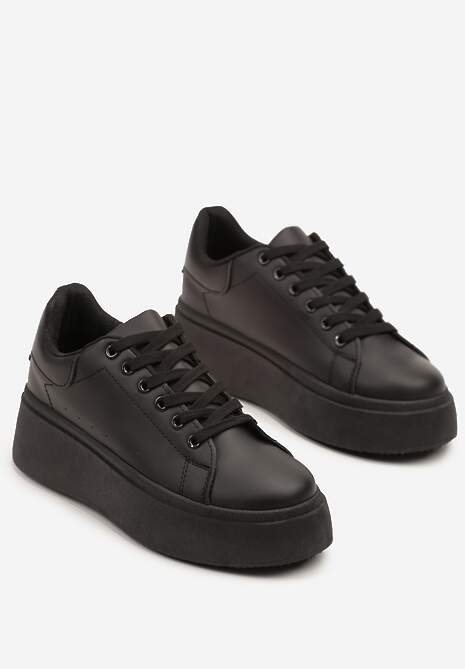 Czarne Basicowe Sneakersy na Platformie Jorvisa