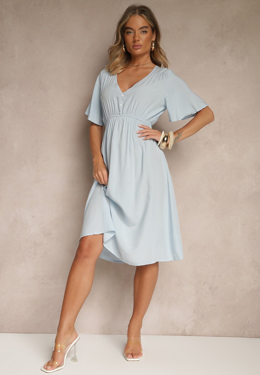 Czarna Rozkloszowana Sukienka z Bawełnianej Tkaniny Lirioneae