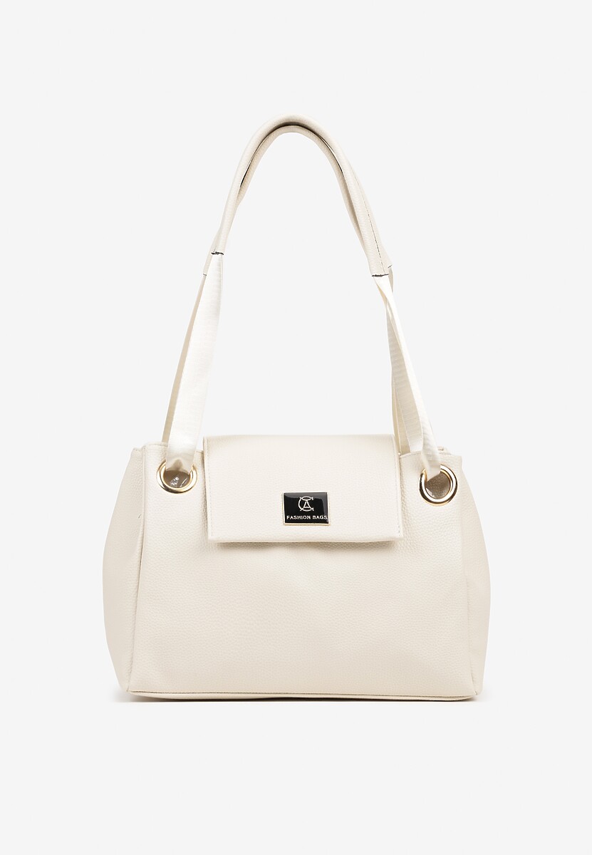 Jasnobrązowa Torebka na Ramię w Klasycznym Stylu z Klapą Idaletia