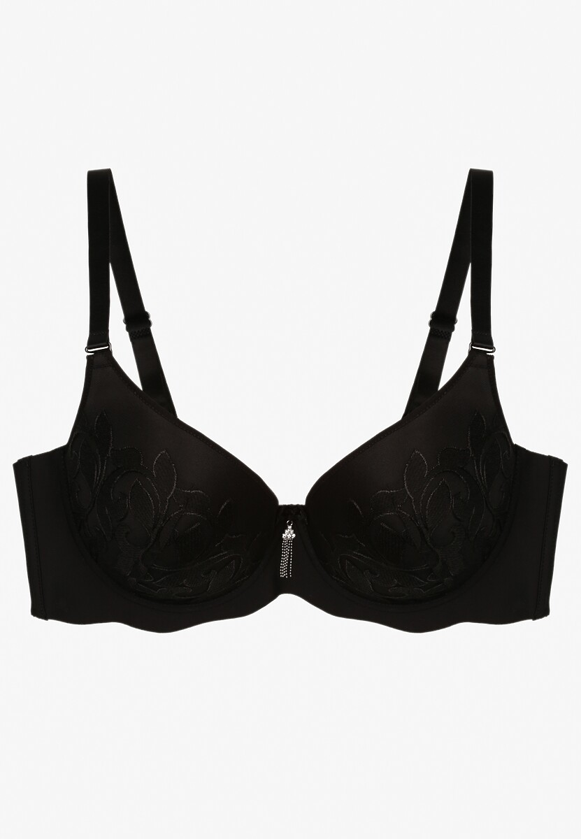 Czarny Biustonosz z Miseczkami Full Cup i Koronką Timapel