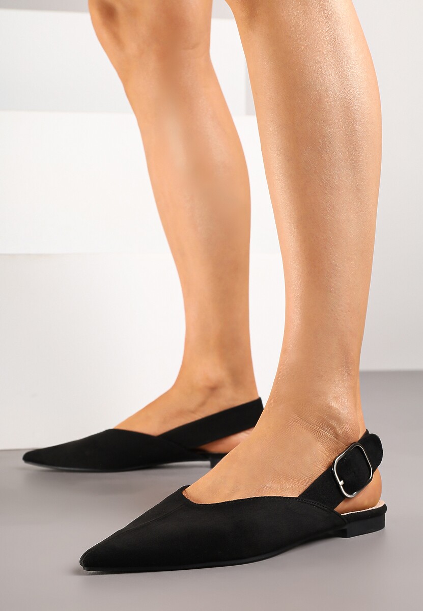 Czarne Sandały Vices Typu Slingback z Wkładką ze Skóry Naturalnej Rallora