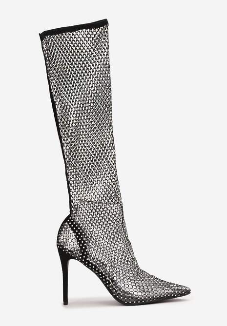 Czarne Kozaki z Siateczki z Cyrkoniami Amrah