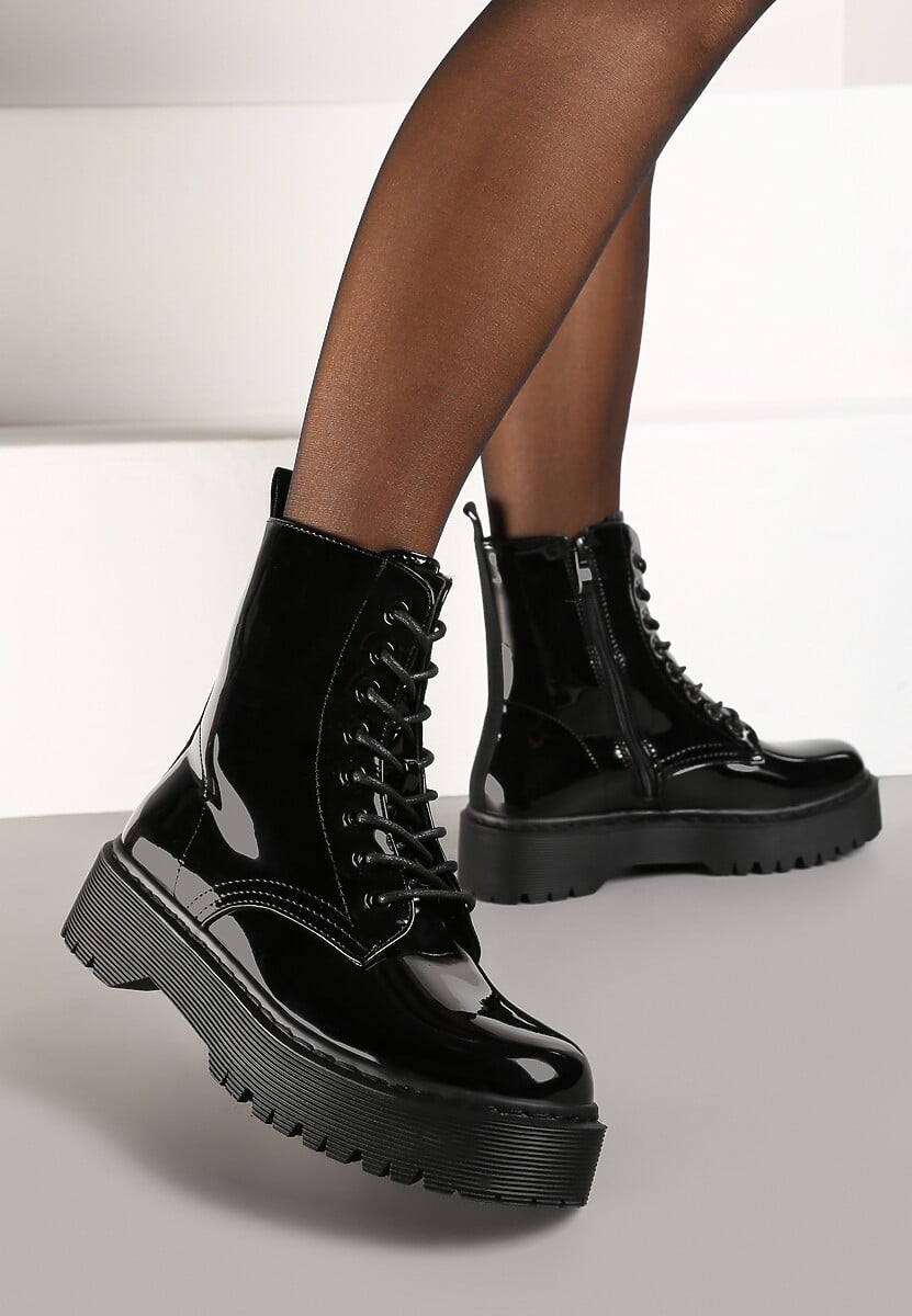 Czarne Botki Typu Workery na Niskiej Platformie Edalessa