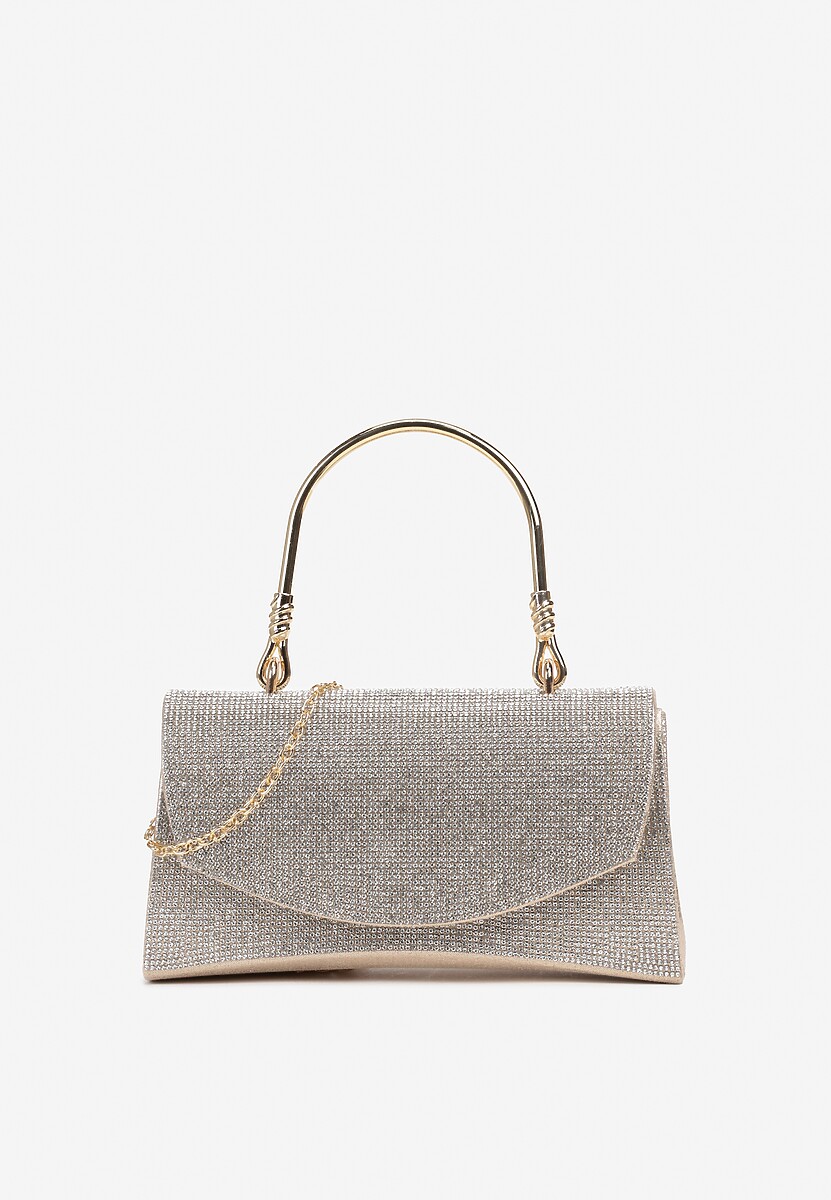 Srebrna Cyrkoniowa Torebka Wieczorowa na Magnes z Łańcuszkiem i Rączką Orisea