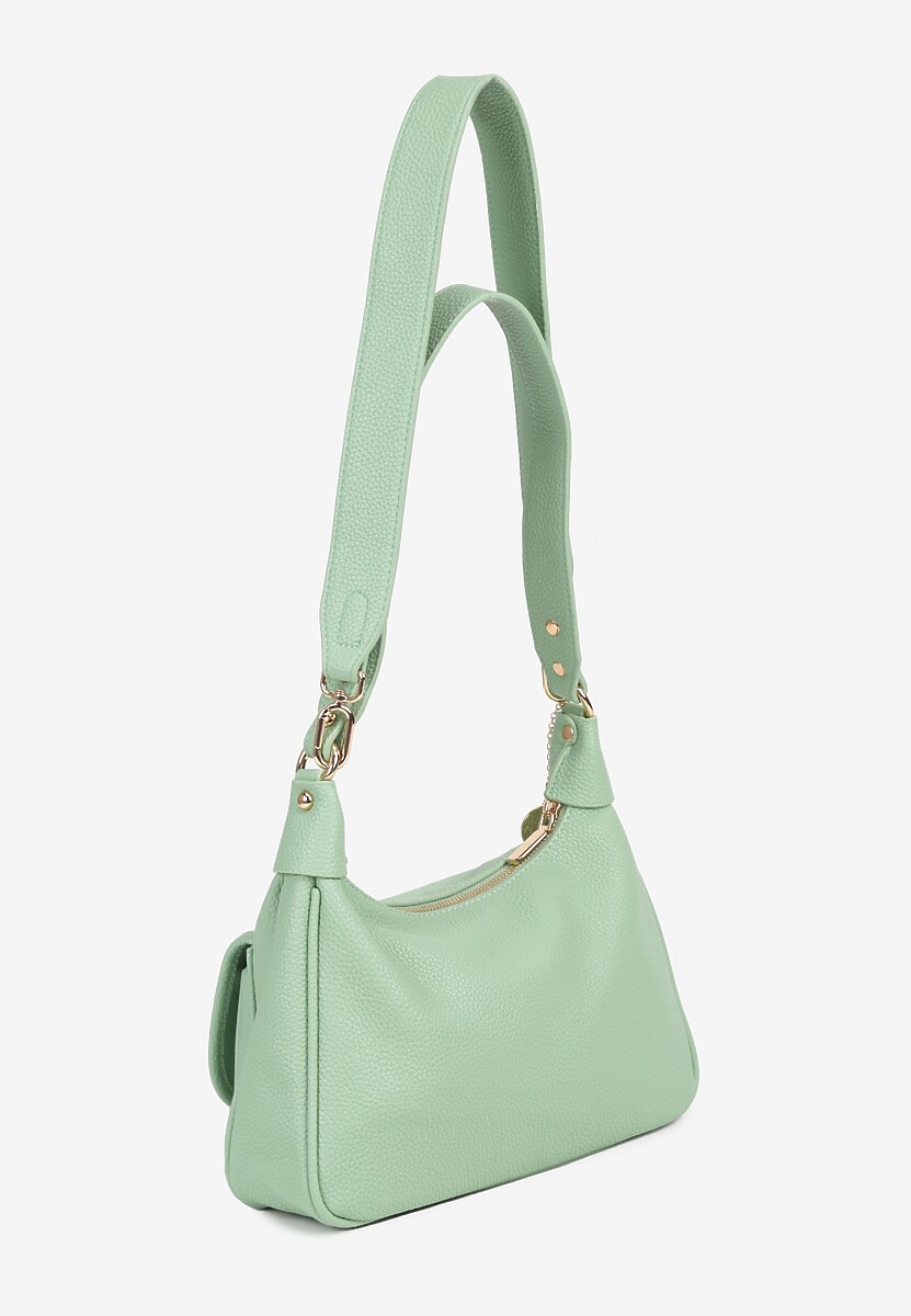 Zielona Torebka z Metaliczną Aplikacją i Kieszonką z Klapą Valiris