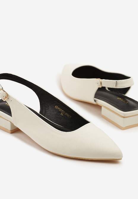 Beżowe Sandały Vices bez Pięty Zapinane przy Kostce Elajane