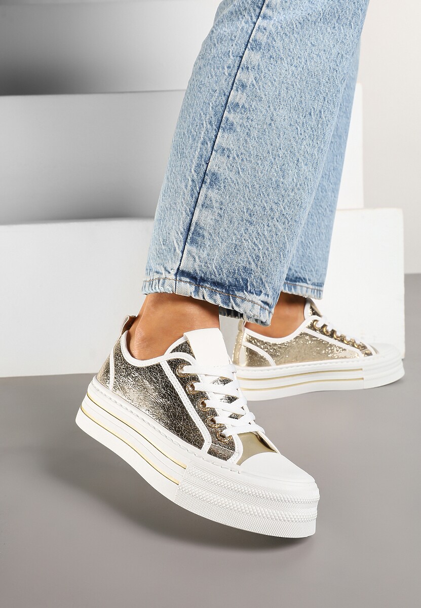 Panterkowe Trampki na Niskiej Platformie Ozdobione Cyrkoniami Felelith