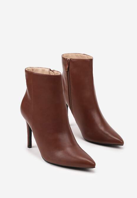 Brązowe Botki na Szpilce Vices w Klasycznym Stylu Nurivie