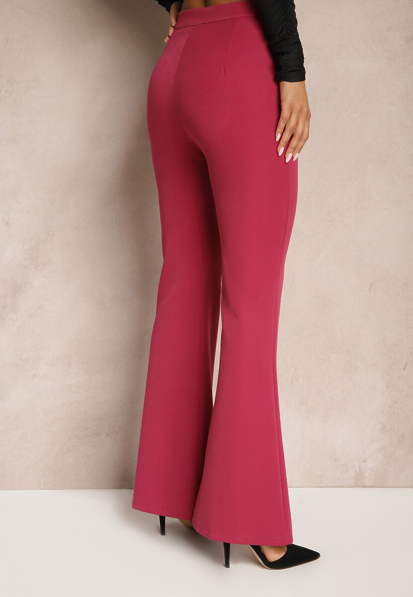 Ciemnoróżowe Spodnie Dzwony High Waist Enyselle